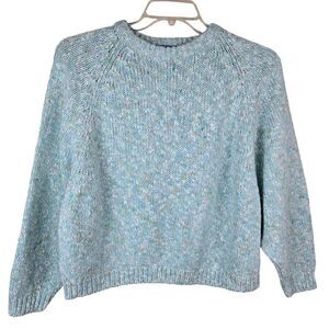 Vintage Rafferty Sport Sz M Wool Blend Speckled Blue Crew Neck Heavy Sweater